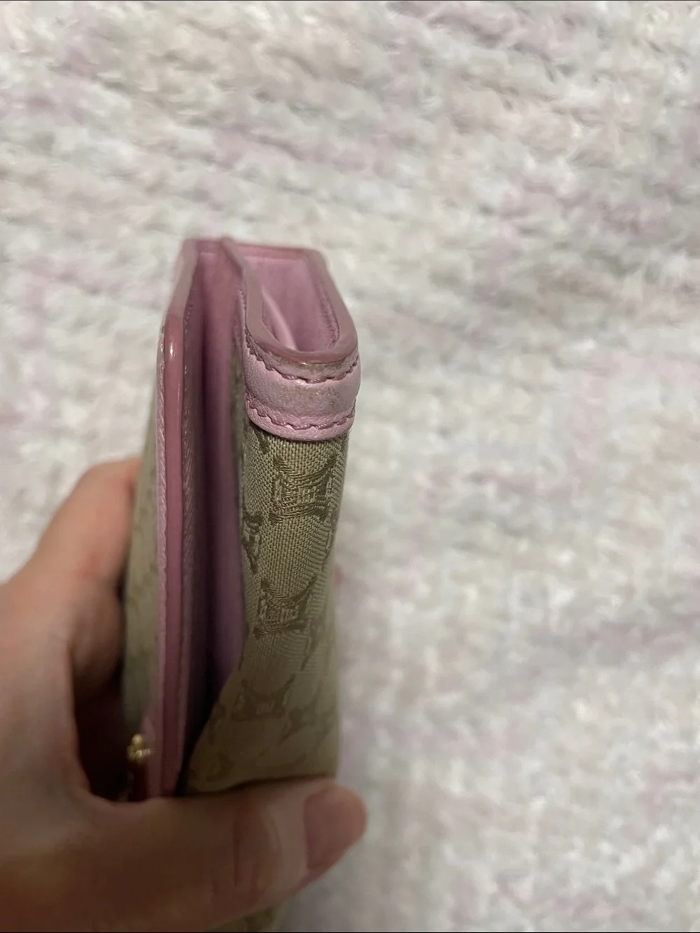 Celine Monogram Continental Wallet with Pink Trim